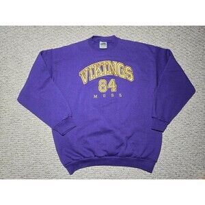 Tultex Crewneck NFL Minnesota Vikings #84 Randy Moss Purple Men's XL stitched